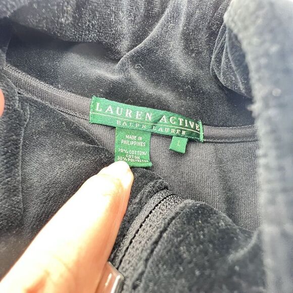 Ralph Lauren Active Velvet Full Zip Jacket Size L Black - Picture 6 of 6